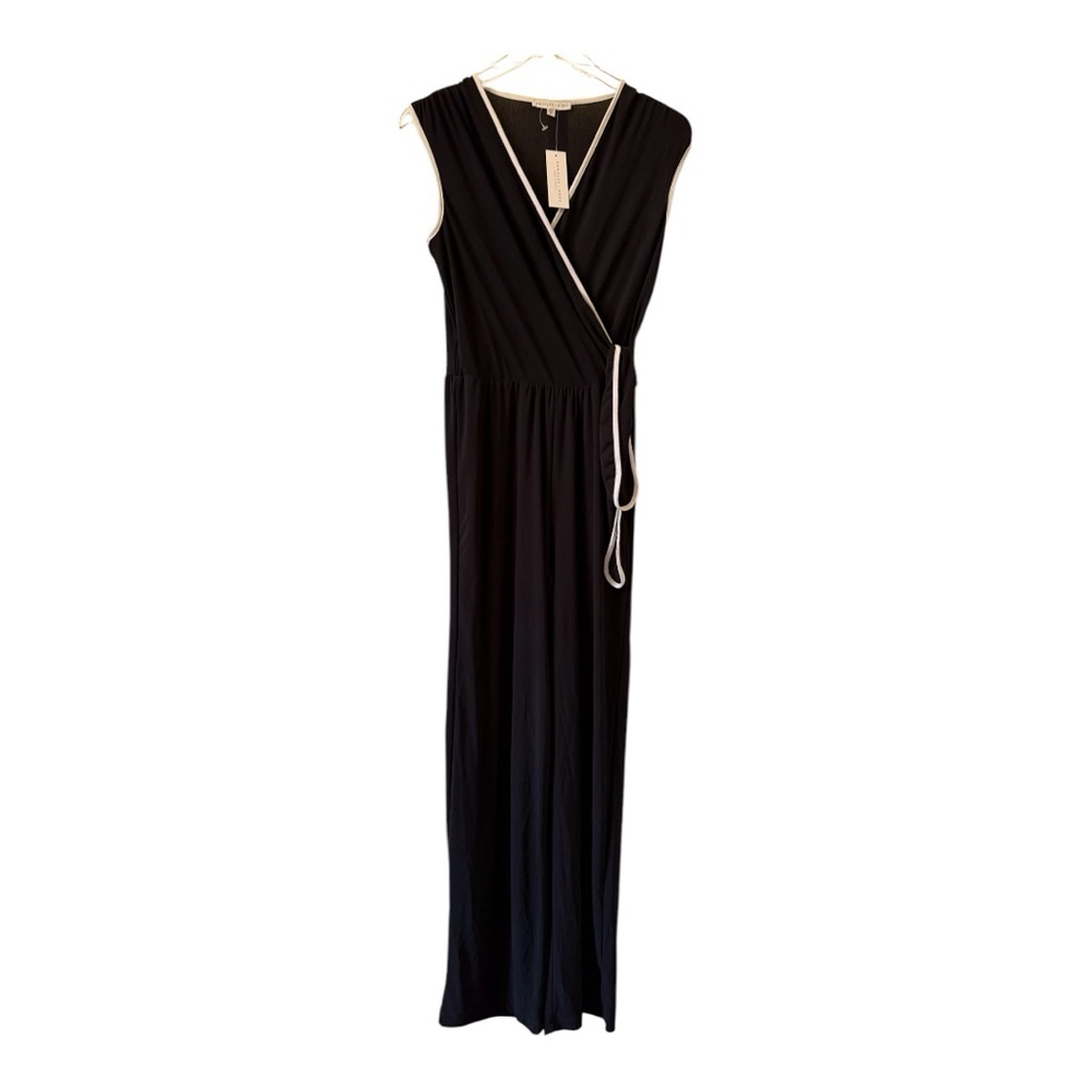 Annalee + Hope NWT Black White V-Neck Sleeveless Wide Leg Jumpsuit S - Picture 3 of 11